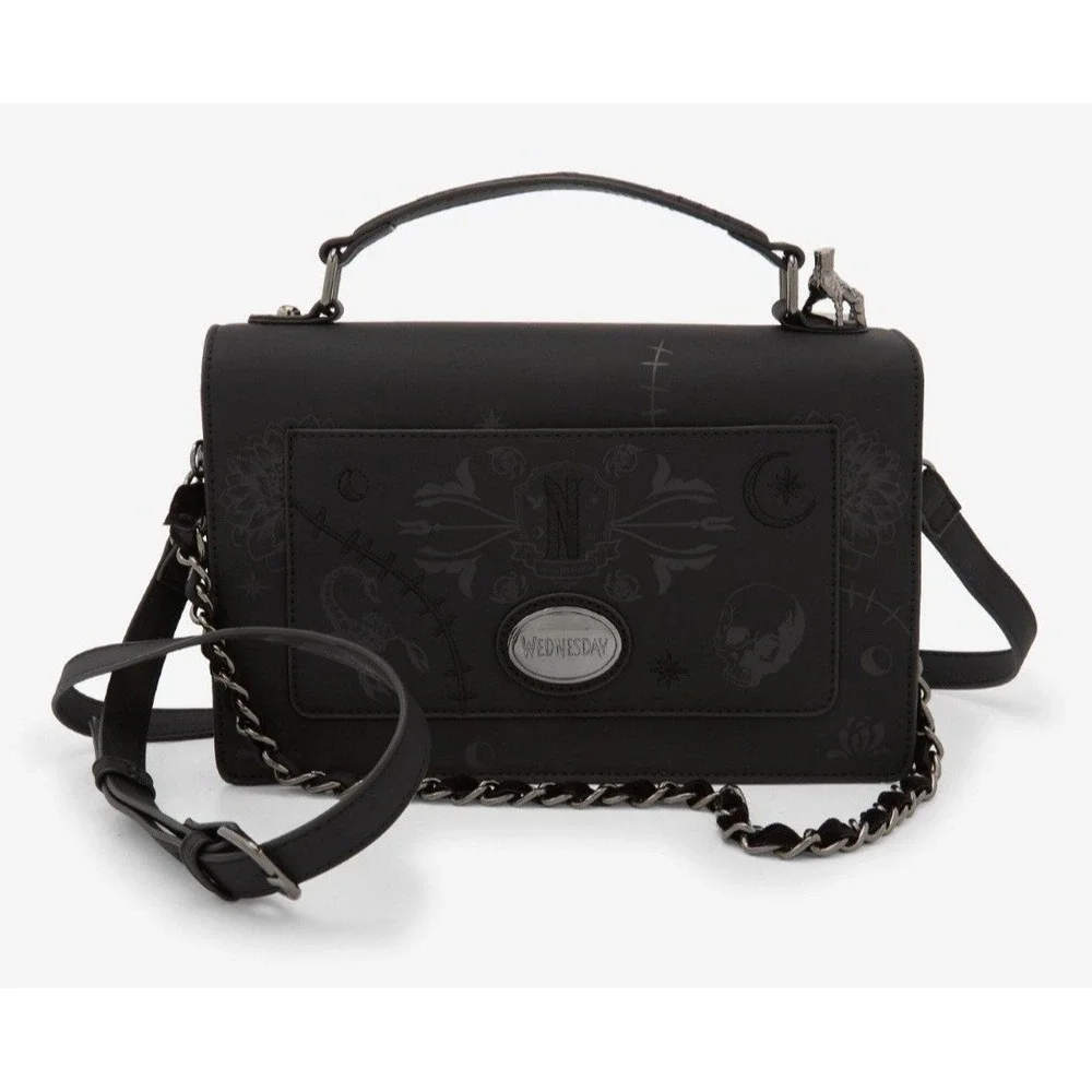 Wednesday Embroidered Icons Crossbody Bag & WALLET Whimsigoth Grunge Steampunk - Picture 4 of 9